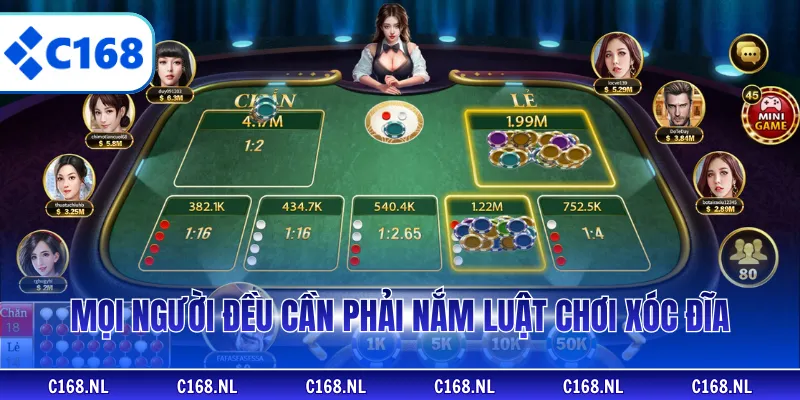 Mọi người đều cần phải nắm luật chơi xóc đĩa
